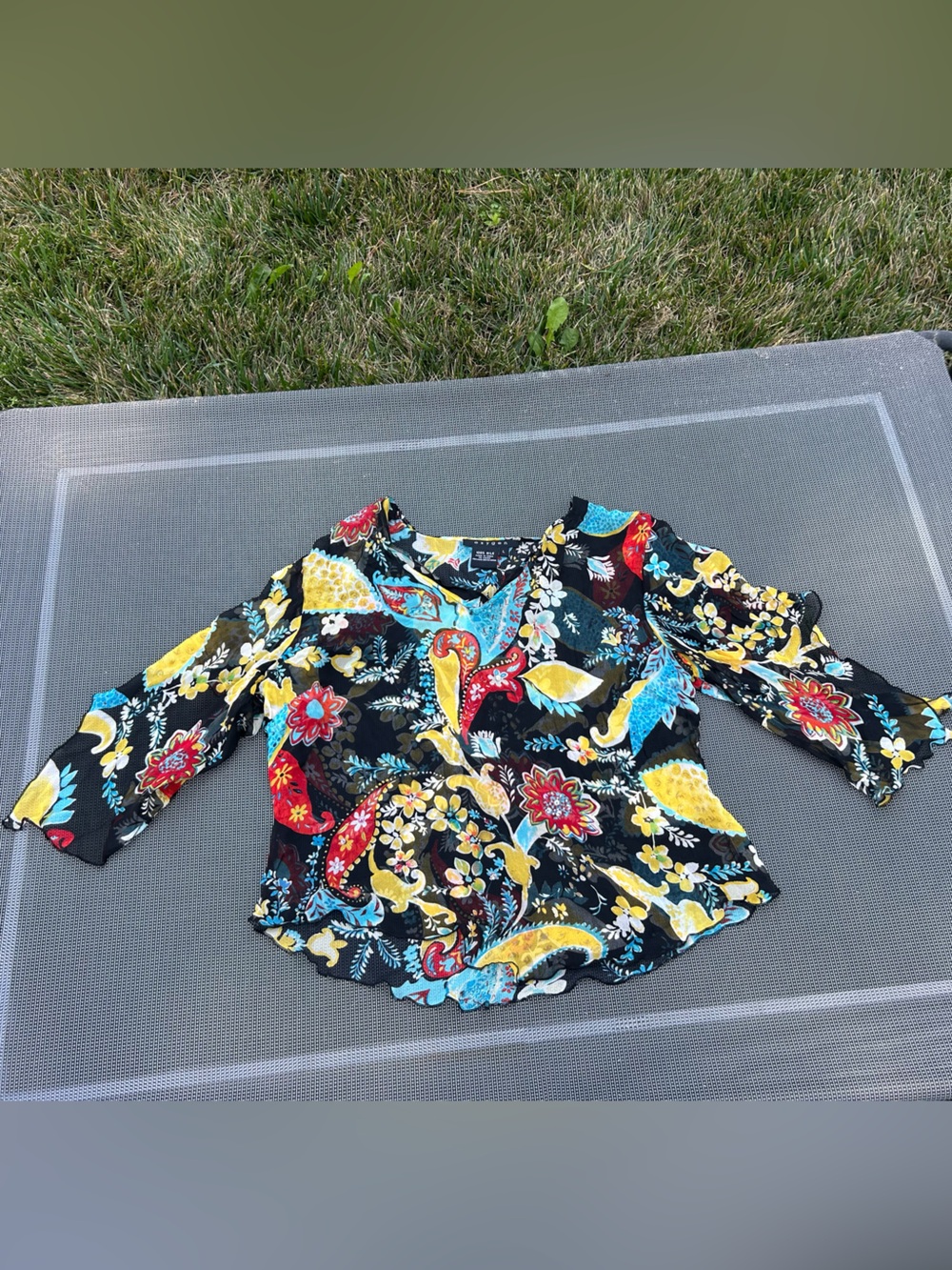 Y2k whimsy floral  Oxygen Silk‎ top size large vintage fairy paisley cottagecore